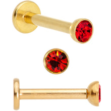 Load image into Gallery viewer, 16G 5/16 Gem Gold Tone Holiday Cartilage Tragus Earring Set of 3