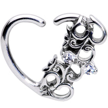 Load image into Gallery viewer, 16G 3/8 Clear CZ Gem Abstract Hearts Left Heart Closure Ring