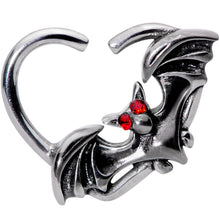 Load image into Gallery viewer, 16G 3/8 Red Gem Bat Attractions Left Heart Closure Ring