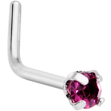 Load image into Gallery viewer, 20G 1/4 Purple CZ Gem L Shaped Nose Ring
