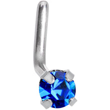 Load image into Gallery viewer, 20G 1/4 Blue CZ Gem L Shaped Nose Ring