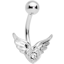 Load image into Gallery viewer, Clear Gem Valentines Day Winged Heart Belly Ring Set of 4