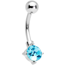 Load image into Gallery viewer, Aqua Gem Valentines Day Sunburst Heart Belly Ring Set of 4