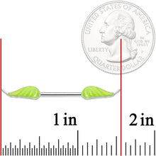 Load image into Gallery viewer, 14G 9/16 Glow in the Dark Green Leaf Barbell Nipple Rings