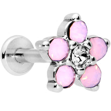 Load image into Gallery viewer, 16G 5/16 CZ Gem Pink Faux Opal Flower Internally Threaded Labret