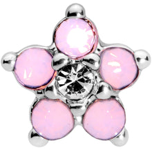Load image into Gallery viewer, 16G 5/16 CZ Gem Pink Faux Opal Flower Internally Threaded Labret