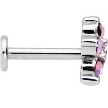 Load image into Gallery viewer, 16G 5/16 CZ Gem Pink Faux Opal Flower Internally Threaded Labret