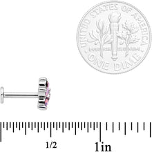 Load image into Gallery viewer, 16G 5/16 CZ Gem Pink Faux Opal Flower Internally Threaded Labret