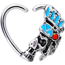 Load image into Gallery viewer, 16G 3/8 Red Gem Warrior Headdress Left Heart Closure Ring