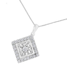 Load image into Gallery viewer, 10KT White Gold 1/2 cttw Diamond Square Pendant Necklace (I-J Color, I2-I3 Clarity)