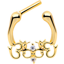 Load image into Gallery viewer, 16G 1/4 Clear CZ Gem Gold Tone Abstract Hearts Cartilage Clicker
