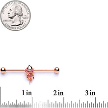 Load image into Gallery viewer, 14G Clear CZ Gem Rose Gold Tone Jellyfish Industrial Barbell 38mm