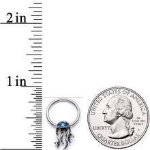Load image into Gallery viewer, 16G 3/8 Blue Gem Nautical Jellyfish BCR Captive Ring