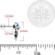 Load image into Gallery viewer, 16G 1/4 Aqua Gem Jaunty Jellyfish Cartilage Tragus Earring