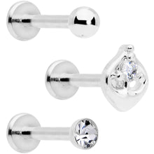 Load image into Gallery viewer, 16G 5/16 Clear Gem Internally Threaded Labret Set