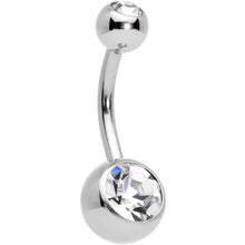 Load image into Gallery viewer, Clear Gem Blue Faux Druzy Gold Tone Peaceful Moon Belly Ring Set