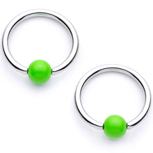Load image into Gallery viewer, 14G 9/16 1/2 Green Flower BCR Barbell Nipple Ring Set