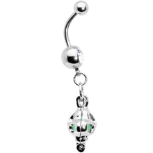 Load image into Gallery viewer, Clear Gem Glow in the Dark Paw Print Dangle Belly Ring