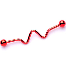 Load image into Gallery viewer, 14G Red Anodized Pulse Wave Industrial Barbell 40mm