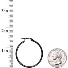 Load image into Gallery viewer, 30mm Black Tone PVD Stainless Steel Hoop Earrings