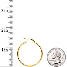 Load image into Gallery viewer, 30mm Gold Tone PVD Stainless Steel Hoop Earrings