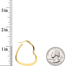 Load image into Gallery viewer, 30mm Gold Tone PVD Stainless Steel Heart Hoop Earrings