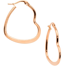 Load image into Gallery viewer, 30mm Rose Gold Tone PVD Stainless Steel Heart Hoop Earrings