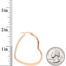 Load image into Gallery viewer, 40mm Rose Gold Tone PVD Stainless Steel Heart Hoop Earrings