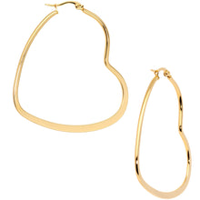 Load image into Gallery viewer, 50mm Gold Tone PVD Stainless Steel Heart Hoop Earrings