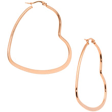 Load image into Gallery viewer, 50mm Rose Gold Tone Heart Shaped Hoop Earrings
