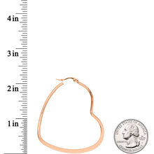Load image into Gallery viewer, 50mm Rose Gold Tone PVD Stainless Steel Heart Hoop Earrings