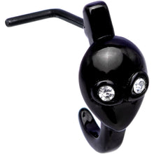 Load image into Gallery viewer, 20G Clear Gem Black Alien Invader Faux Hoop L Shaped Nose Ring