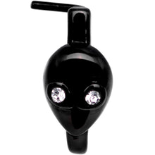 Load image into Gallery viewer, 20G Clear Gem Black Alien Invader Faux Hoop L Shaped Nose Ring