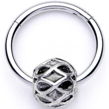 Load image into Gallery viewer, 16G 3/8 Geometric Pattern Bead Hinged Segment Ring