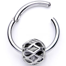 Load image into Gallery viewer, 16G 3/8 Geometric Pattern Bead Hinged Segment Ring