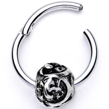 Load image into Gallery viewer, 16G 3/8 Abstract Pattern Bead Hinged Segment Ring