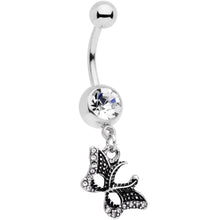 Load image into Gallery viewer, Clear Gem Catch That Butterfly Dangle Belly Ring