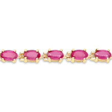 Load image into Gallery viewer, 14K Yellow Gold Plated 7.00 Carat Glass Filled Ruby .925 Sterling Silver Bracelet