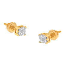 Load image into Gallery viewer, 10KT Yellow Gold Princess Diamond Stud Earring (1/4 cttw, J-K Color, I1-I2 Clarity)