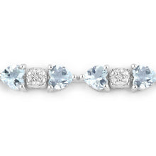 Load image into Gallery viewer, 7.36 Carat Genuine Aquamarine and White Diamond .925 Sterling Silver Bracelet