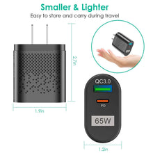 Load image into Gallery viewer, 65W Type C Fast Wall Charger PD QC3.0 Adapter