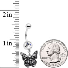 Load image into Gallery viewer, Clear Gem Death Mask Butterfly Dangle Belly Ring