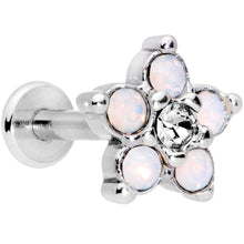 Load image into Gallery viewer, 16G 5/16 White Faux Opal Internally Threaded Flower Labret