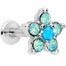 Load image into Gallery viewer, 16G 5/16 Blue Faux Opal Internally Threaded Flower Labret