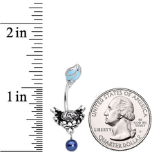 Load image into Gallery viewer, Blue Orbs Nautical Crab and Whelk Shell Dangle Belly Ring