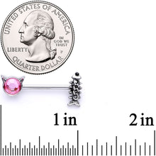 Load image into Gallery viewer, 14G 9/16 Pink Black Gem Hungry Kitty Cat Barbell Nipple Ring Set