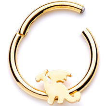 Load image into Gallery viewer, 16G 3/8 Gold Tone Fantasy Dragon Hinged Segment Ring