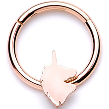 Load image into Gallery viewer, 16G 3/8 Rose Gold Tone Unicorn Hinged Segment Ring