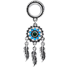 Load image into Gallery viewer, Green Gem Feather Dreamcatcher Screw Fit Tunnel Plug Set
