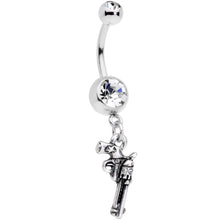 Load image into Gallery viewer, Clear Gem Under the Gun Dangle Belly Ring